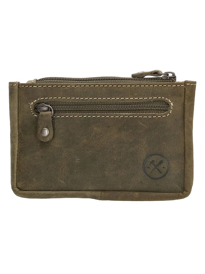 HIDE & STITCHES Skórzane etui w kolorze oliwkowym na klucze - 11,5 x 7,5 x 1,5 cm rozmiar: onesize