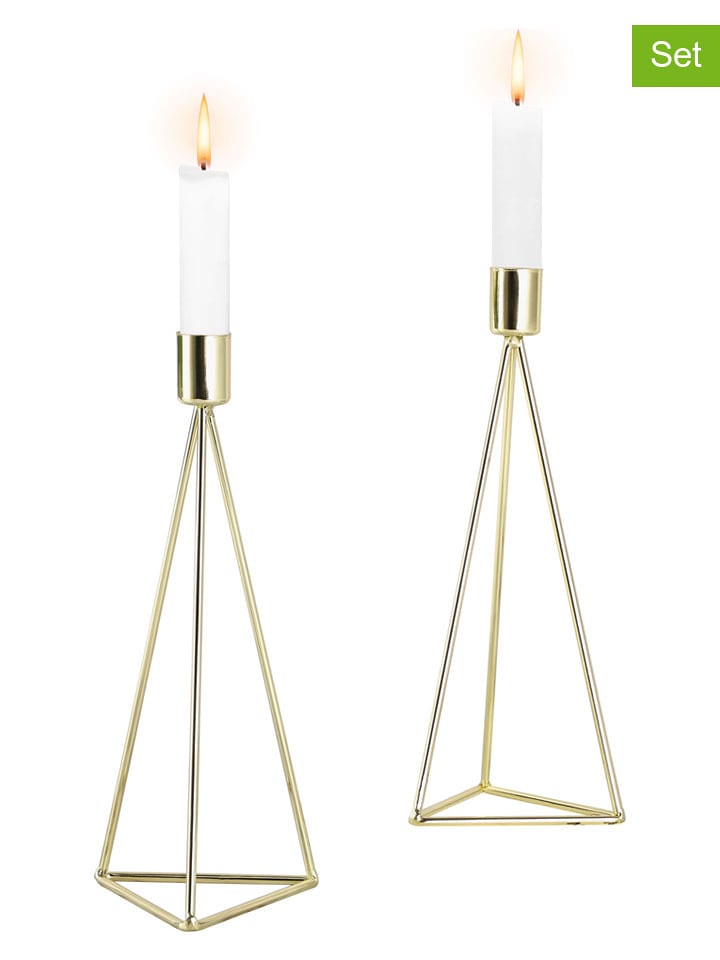 Echtwerk Świeczniki (2 szt.) "Diamond" w kolorze złotym - dł. 24,5 cm rozmiar: onesize