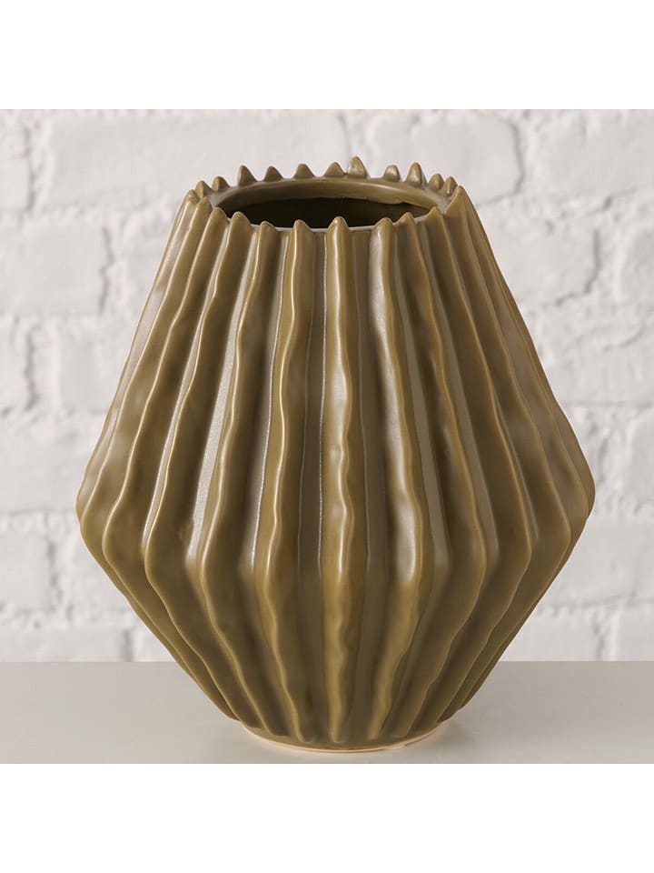 Boltze Wazon "Plisseo" w kolorze khaki - wys. 20 x 19,5 cm rozmiar: onesize