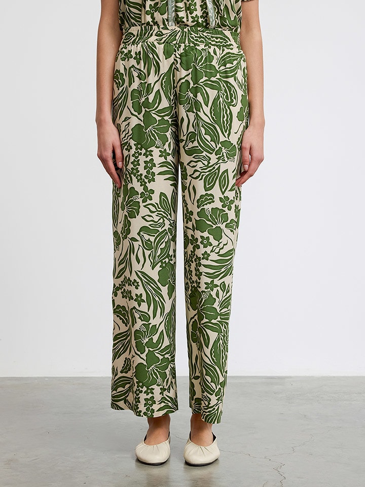 BGN Spodnie w kolorze beżowo-zielonym rozmiar: 38