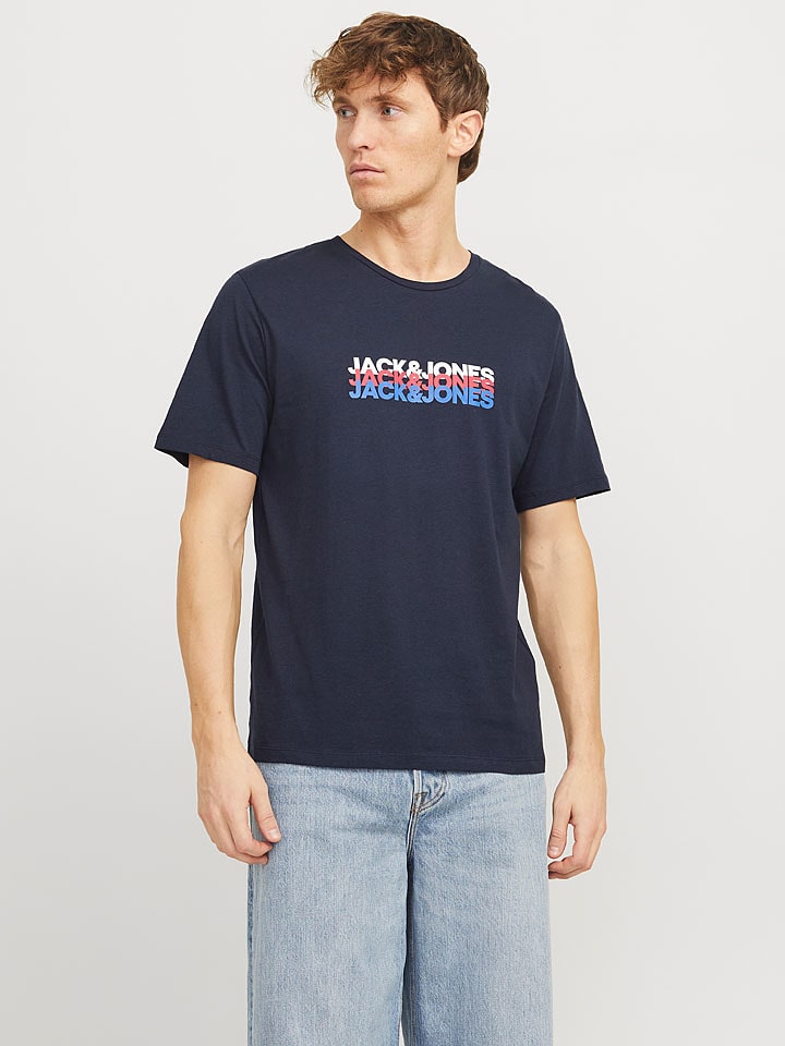 Jack & Jones Koszulka "Cyber" w kolorze granatowym rozmiar: L