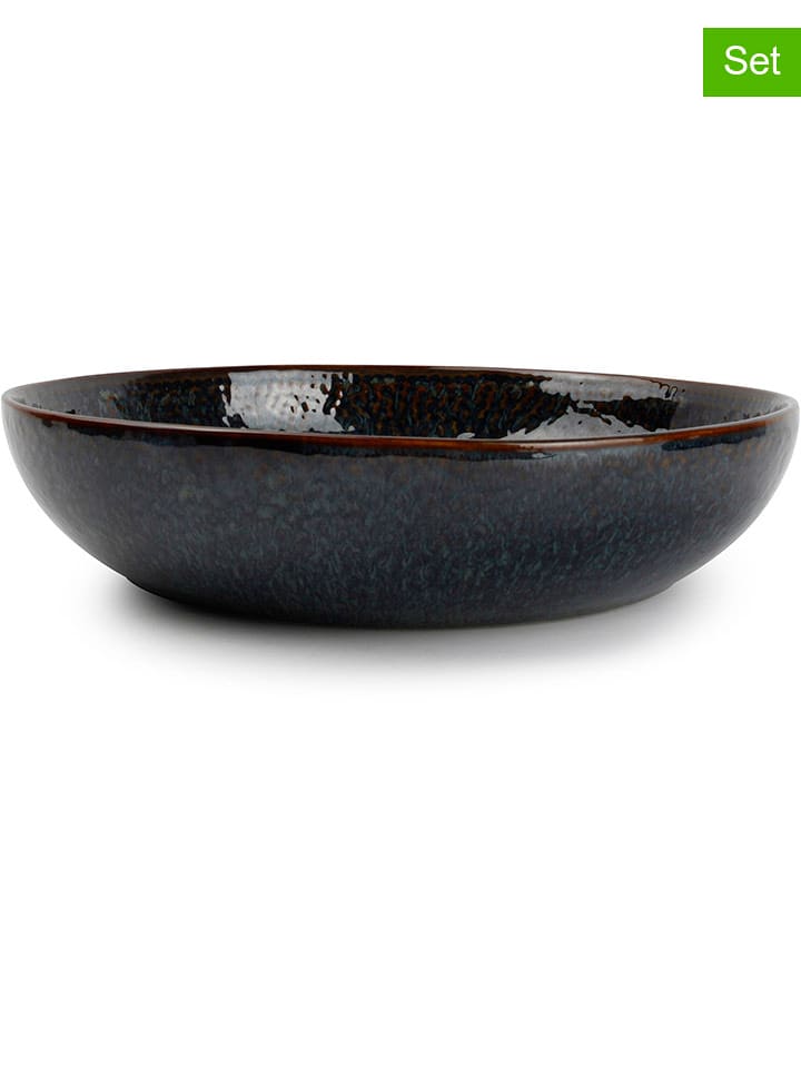 Salt and Pepper Talerze głębokie (4 szt.) "Mielo" w kolorze czarno-zielonym - Ø 21,5 cm rozmiar: onesize