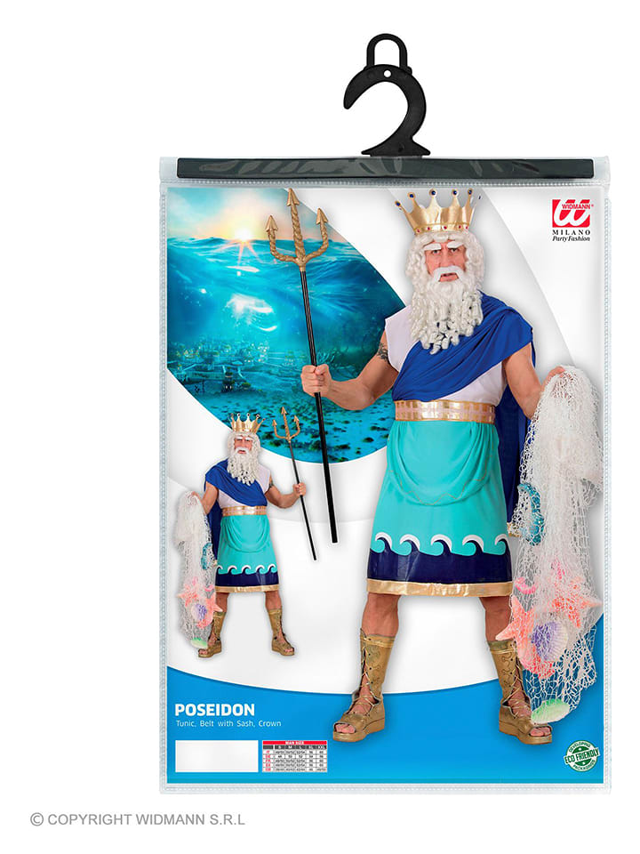 Carnival Party 3-częściowy kostium "Poseidon" w kolorze turkusowo-niebieskim rozmiar: S