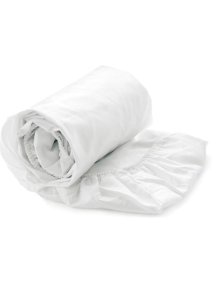 Heckett Lane Prześcieradło satynowe "Elementi" w kolorze białym na gumce rozmiar: 90x200 cm