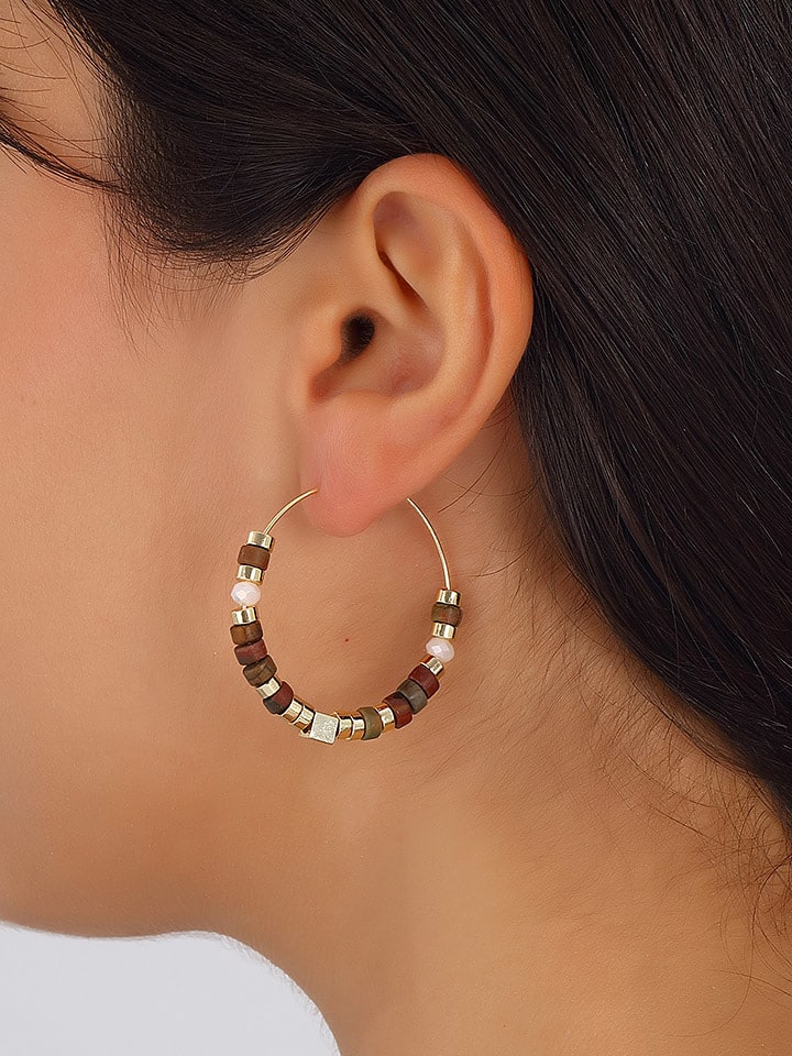 Nakkash Pozłacane kolczyki-kreole z waryscytem rozmiar: onesize