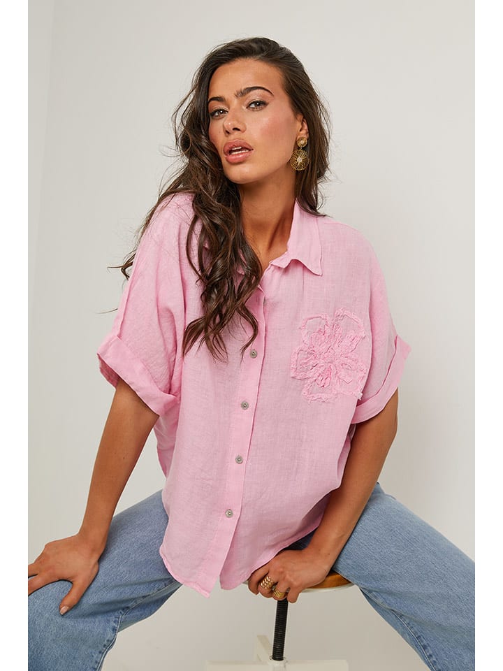 Le Monde du Lin Lniana bluzka w kolorze jasnoróżowym rozmiar: 34/36