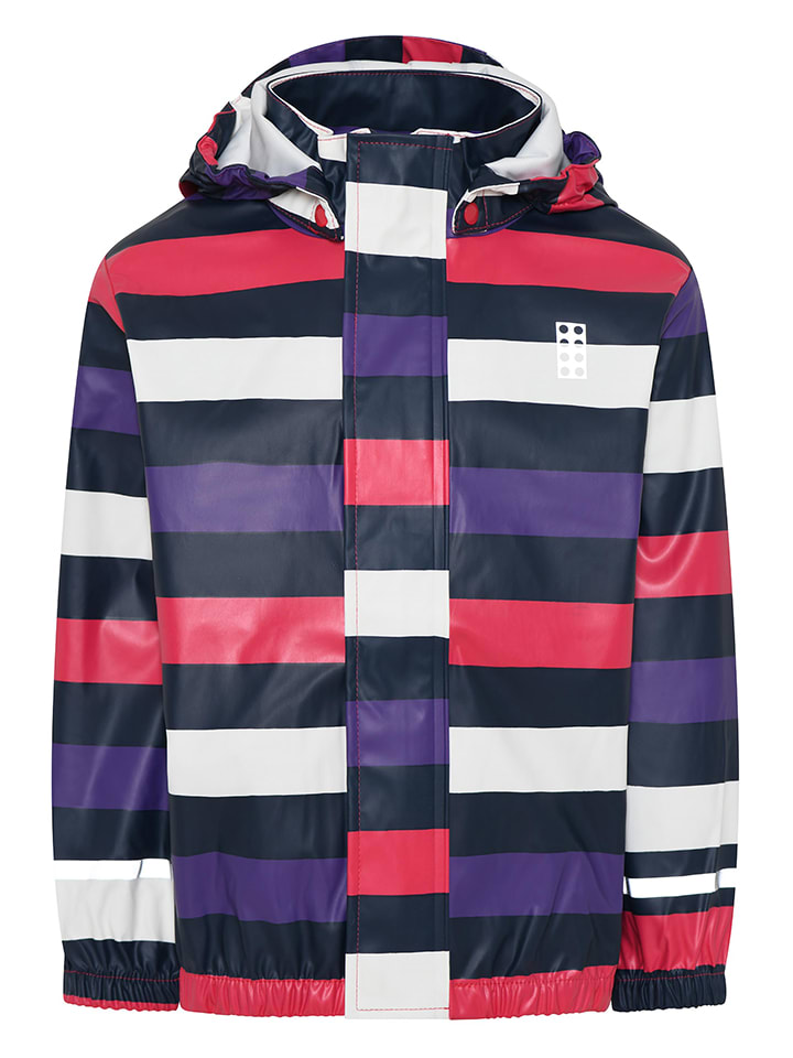 LEGO Kurtka przeciwdeszczowa "Jamaica" w kolorze granatowo-różowo-białym rozmiar: 128