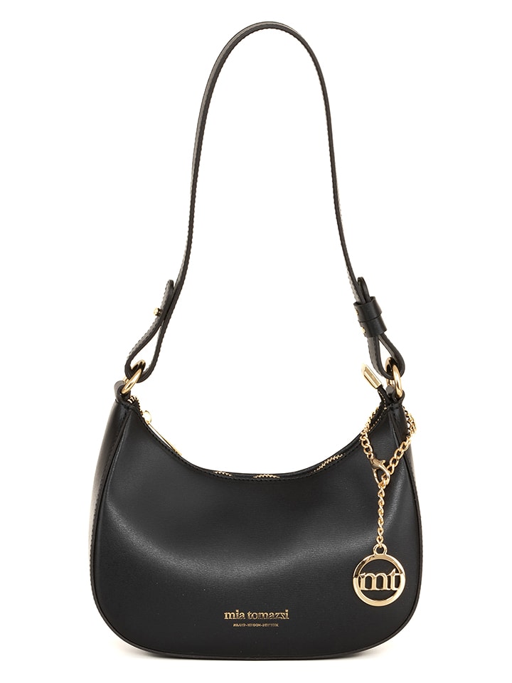 Mia Tomazzi Skórzana torebka "Farnese" w kolorze czarnym - 24 x 14 x 9 cm rozmiar: onesize