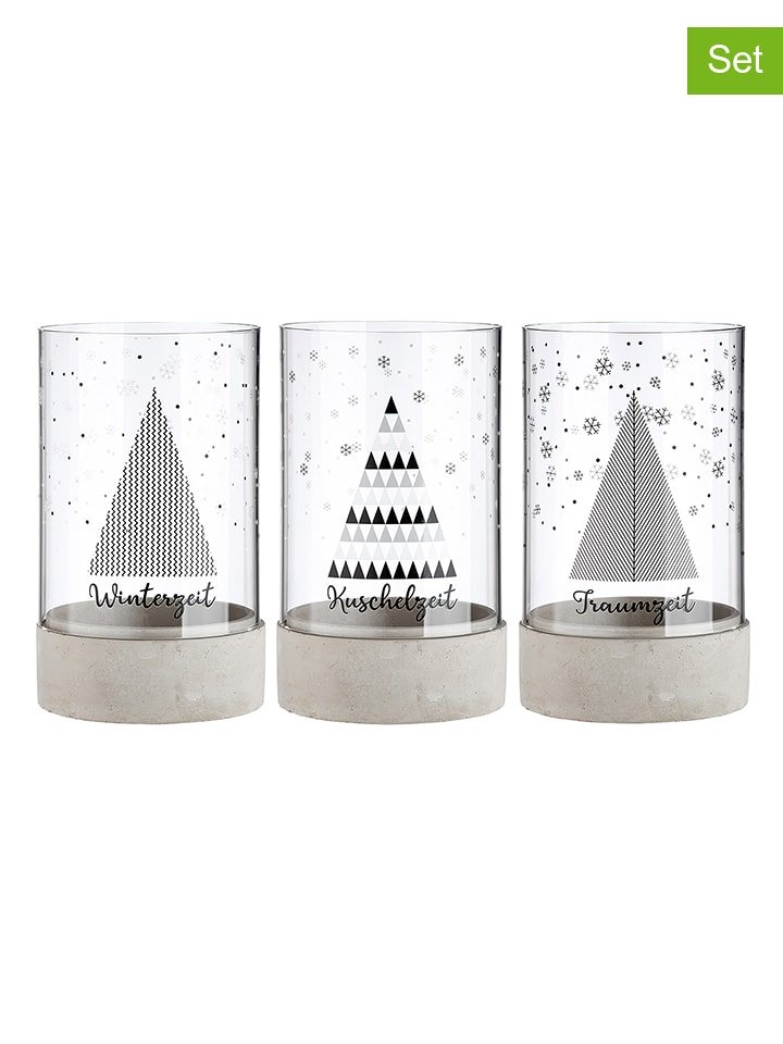 GILDE Świeczniki (3 szt.) w kolorze szarym - wys. 25,5 x Ø 14,6 cm rozmiar: onesize