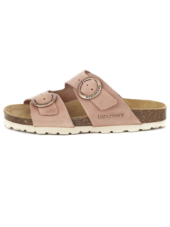 BABUNKERS Family Skórzane klapki w kolorze jasnoróżowym rozmiar: 41
