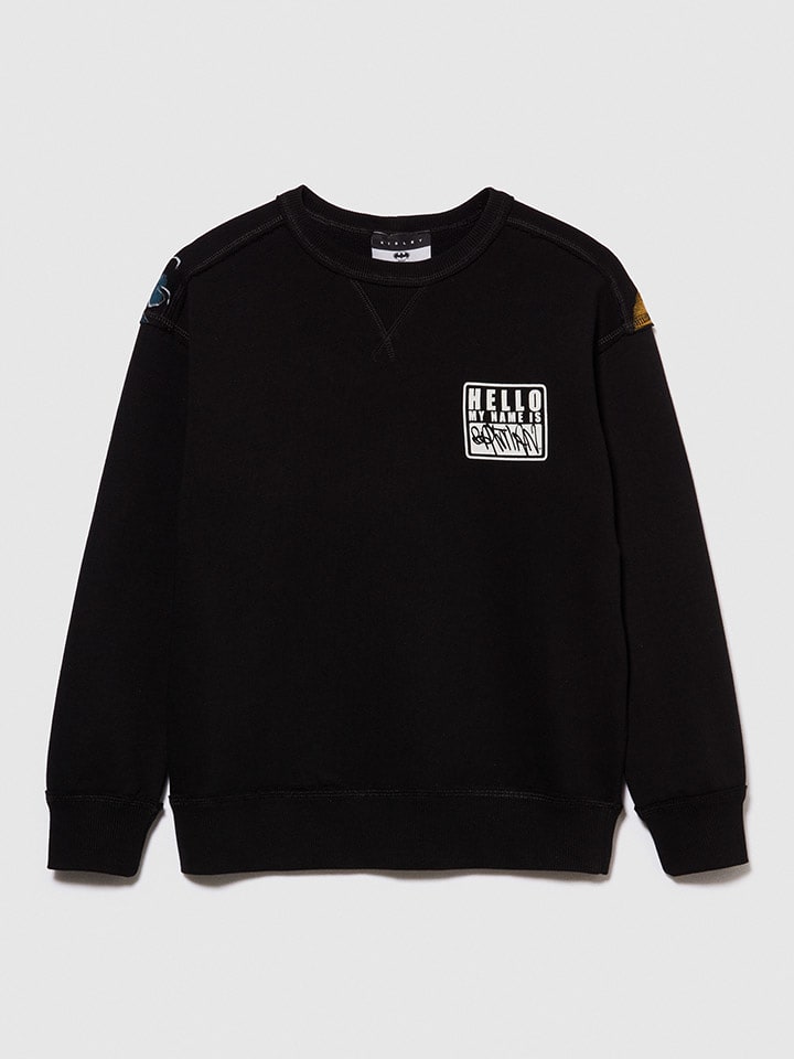 Sisley Bluza w kolorze czarnym ze wzorem rozmiar: 122