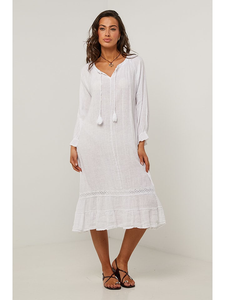 Le Monde du Lin Lniana sukienka w kolorze białym rozmiar: 36/38