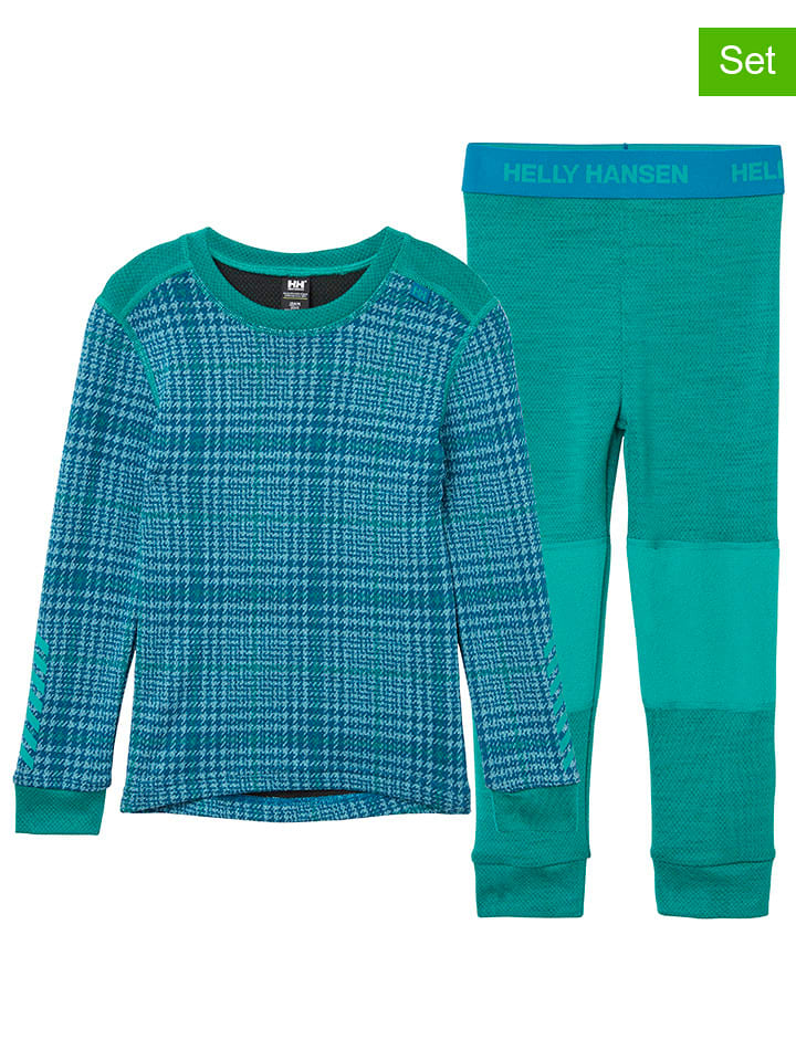 Helly Hansen 2-częściowy zestaw bielizny funkcyjnej w kolorze niebiesko-zielonym rozmiar: 128