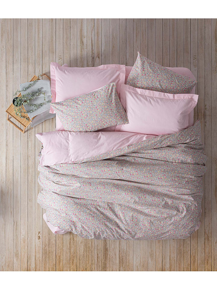 Elizabed Komplet pościeli renforcé w kolorze szaro-jasnoróżowym rozmiar: 155x220 cm