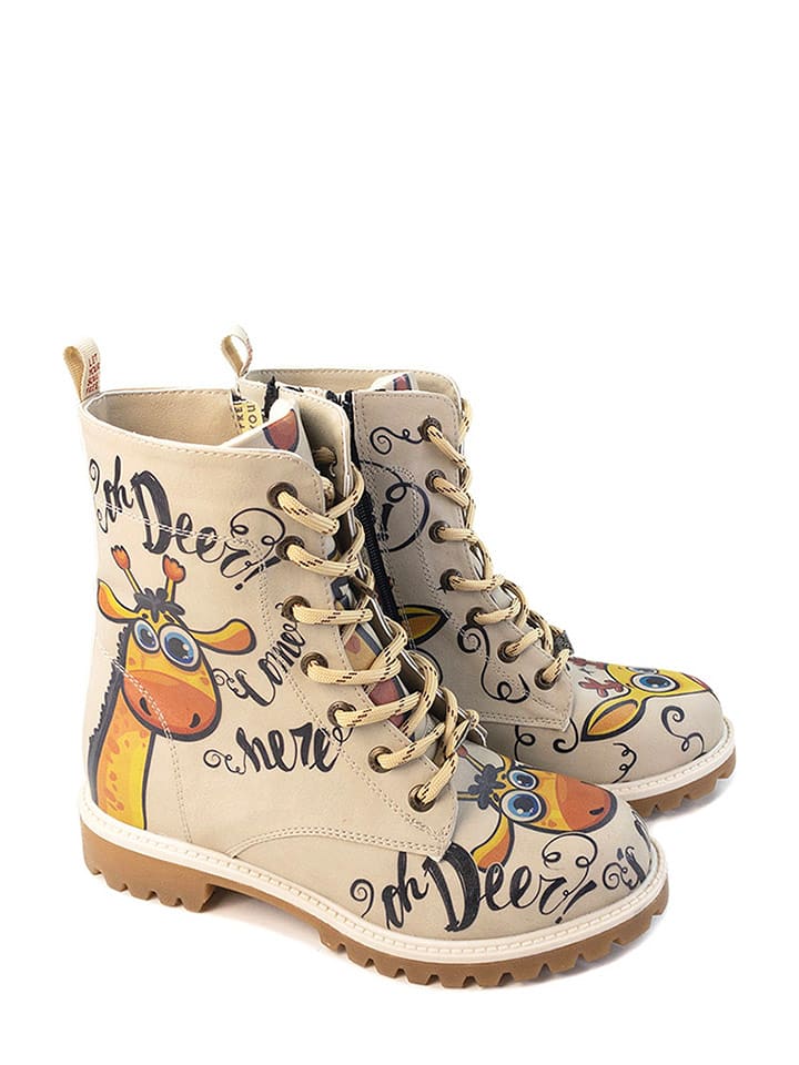 Goby Botki w kolorze beżowym ze wzorem rozmiar: 39