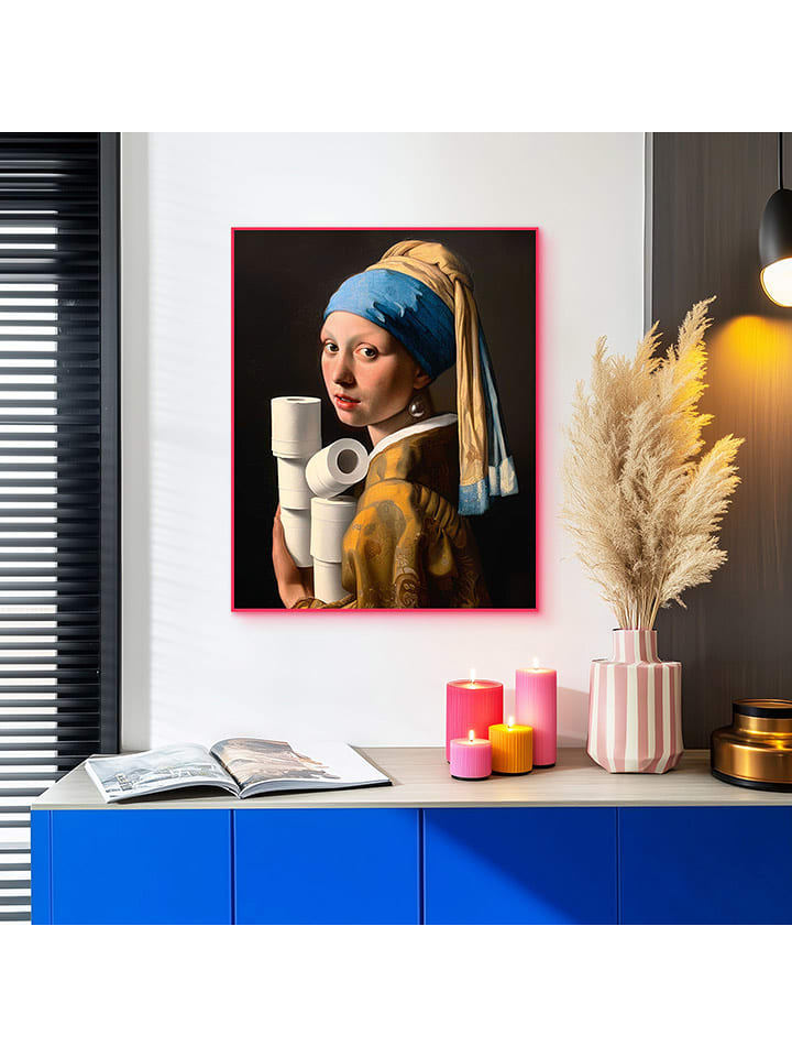 Orangewallz Druk artystyczny "Toilet Pearl Girl" w ramce rozmiar: 40x50 cm