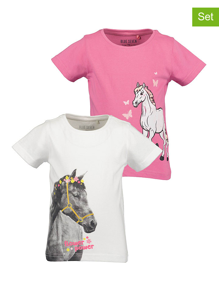 Blue Seven Koszulki (2 szt.) w kolorze różowo-białym rozmiar: 104