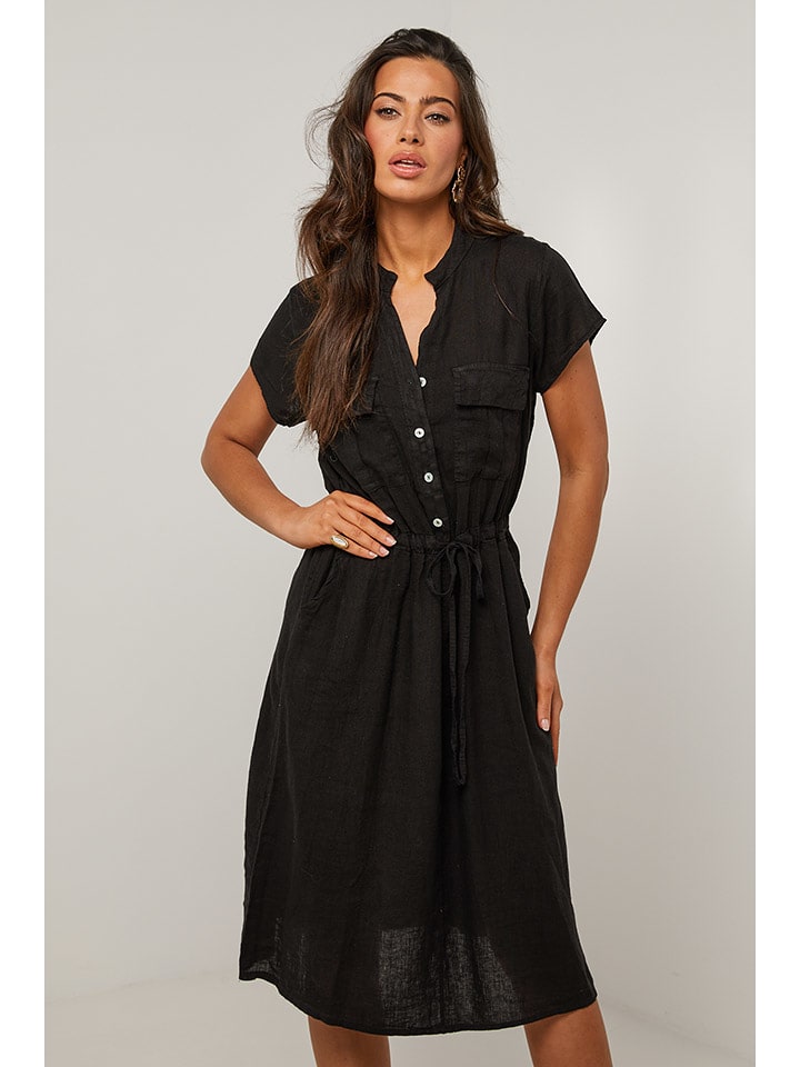 Le Monde du Lin Lniana sukienka w kolorze czarnym rozmiar: 36/38