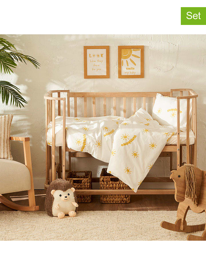 BELLA MAISON 3-częściowy komplet pościeli "Hello" w kolorze biało-żółtym rozmiar: 100x150 cm