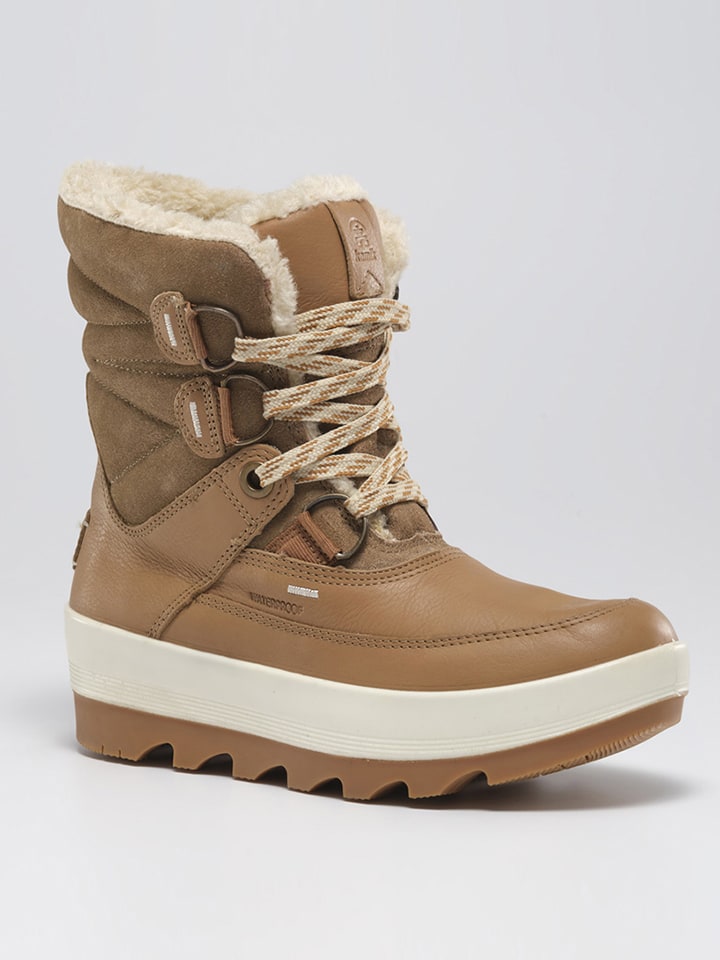 Kamik Skórzane kozaki zimowe "Celestem" w kolorze jasnobrązowym rozmiar: 37