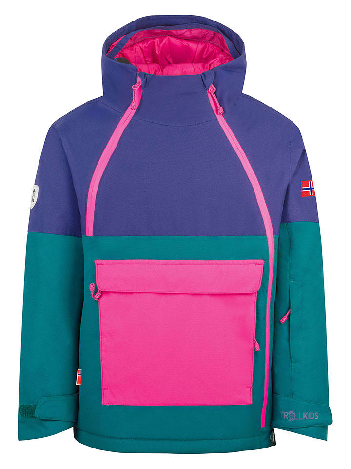 Trollkids Kurtka narciarska "Eikedalen" w kolorze fioletowo-morskim rozmiar: 110