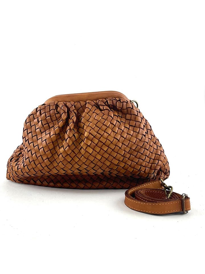 Amara Skórzana kopertówka "Miller" w kolorze jasnobrązowym - 35 x 23 x 8 cm rozmiar: onesize