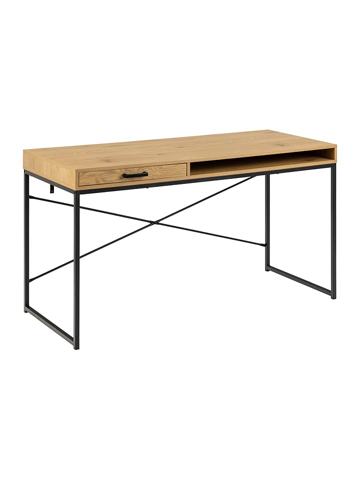 Actona Biurko w kolorze jasnobrązowo-czarnym - 140 x 76 x 58 cm rozmiar: onesize