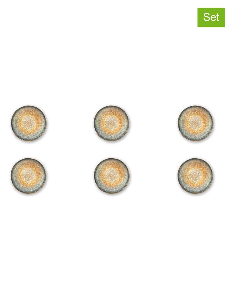 Trendy Kitchen by EXCÉLSA Miski (6 szt.) "Efesto" w kolorze morsko-musztardowym - 350 ml rozmiar: onesize