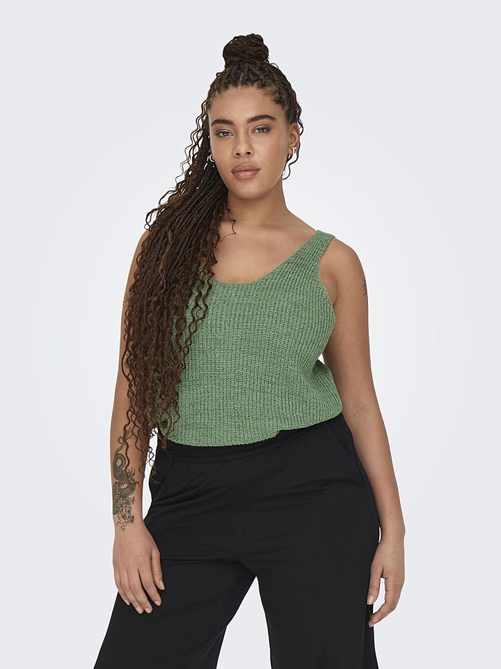 ONLY Carmakoma Top dzianinowy "Sunny" w kolorze zielonym rozmiar: 54