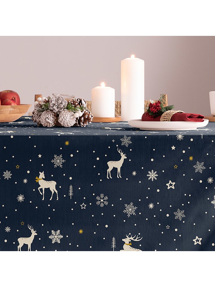 Mint Rugs Obrus "Christmas Ember" w kolorze granatowym rozmiar: 155x155 cm