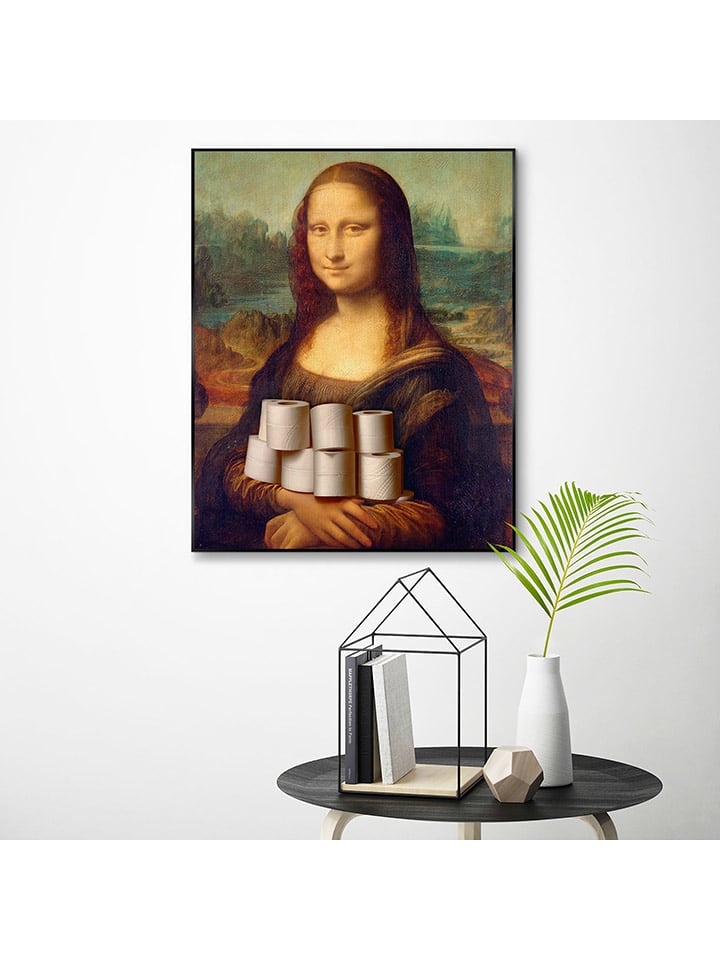 Orangewallz Druk artystyczny "Toilet Mona Lisa" w ramce rozmiar: 40x50 cm