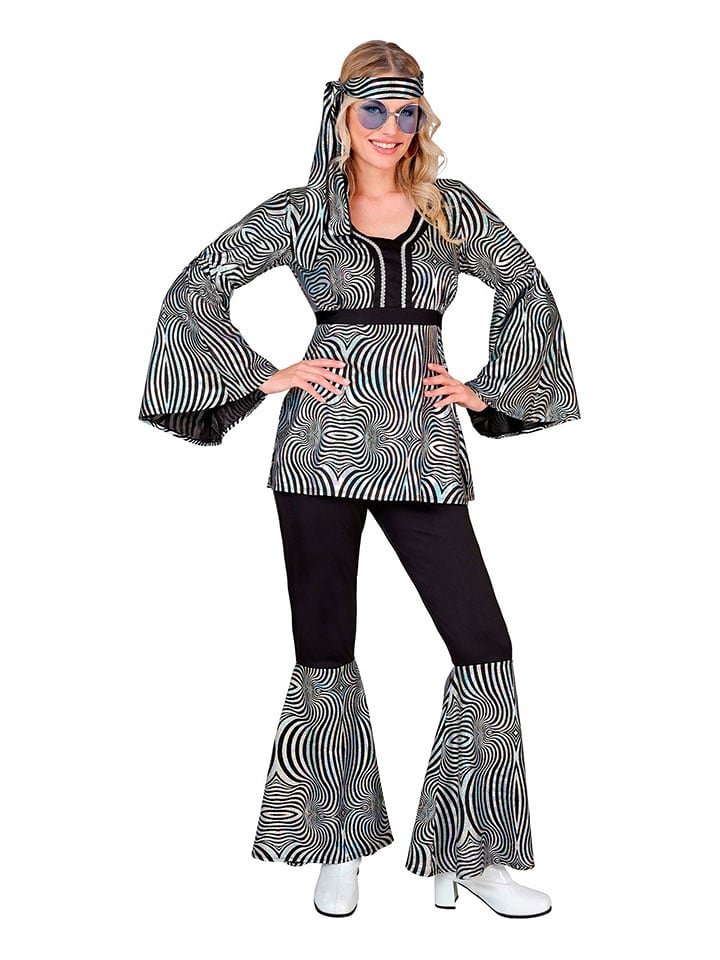 Carnival Party 3-częściowy kostium "Seventies" w kolorze srebrno-czarnym rozmiar: M