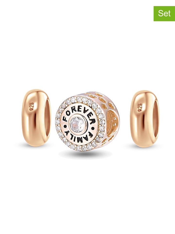 CHARM'S Pozłacane charmsy (3 szt.) z cyrkoniami rozmiar: onesize