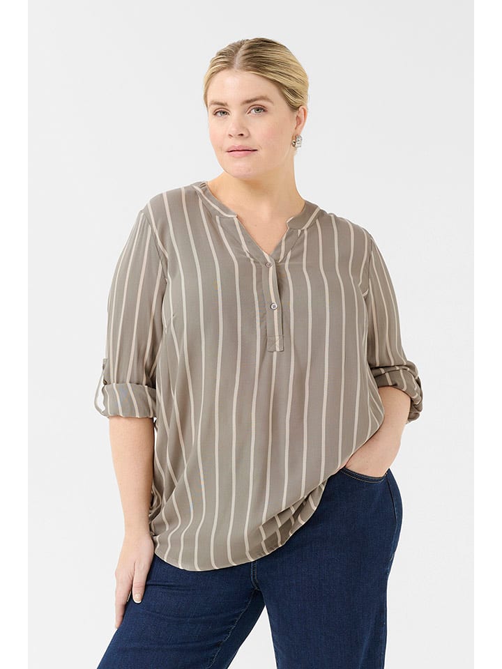 KAFFE curve Bluzka w kolorze szaro-kremowym rozmiar: 52