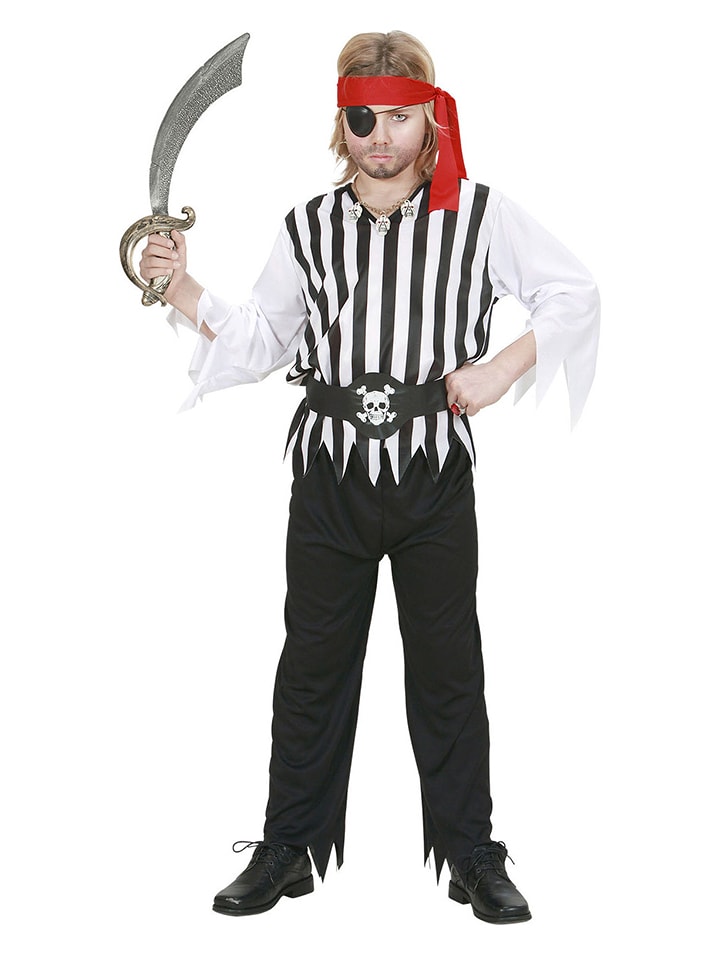Carnival Party 4-częściowy kostium "Pirat" w kolorze czarno-białym rozmiar: 128