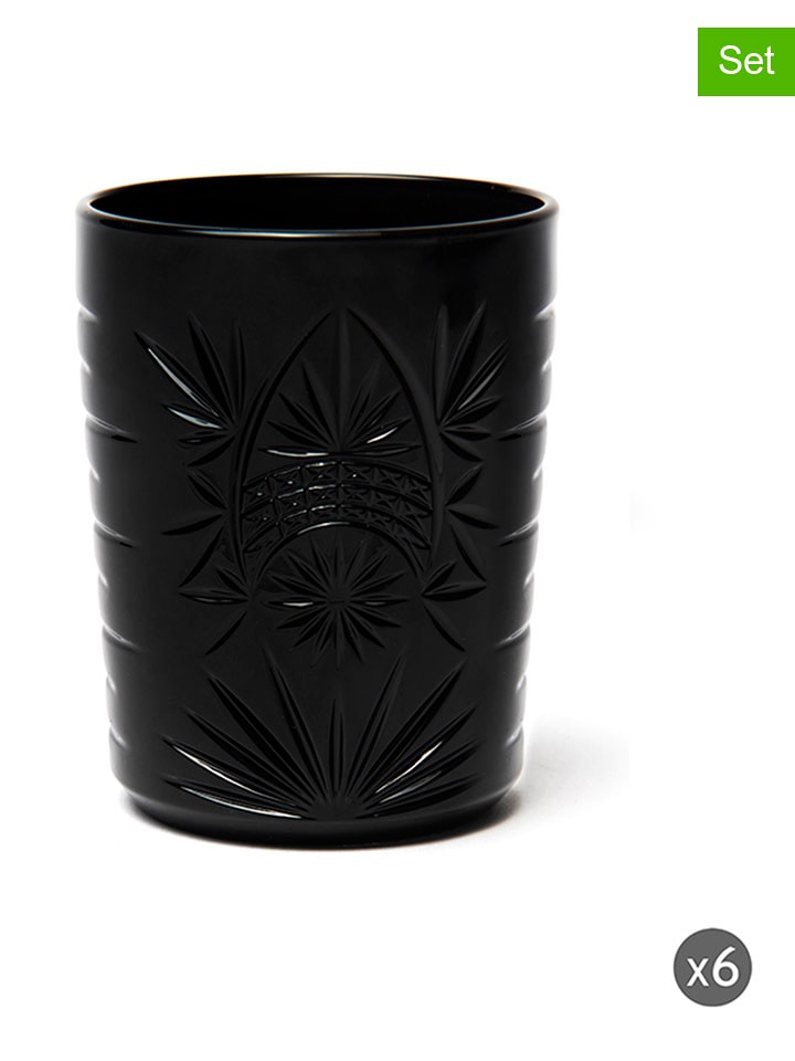 Trendy Kitchen by EXCÉLSA Szklanki (6 szt.) "Color Tumbler" w kolorze czarnym - 350 ml rozmiar: onesize