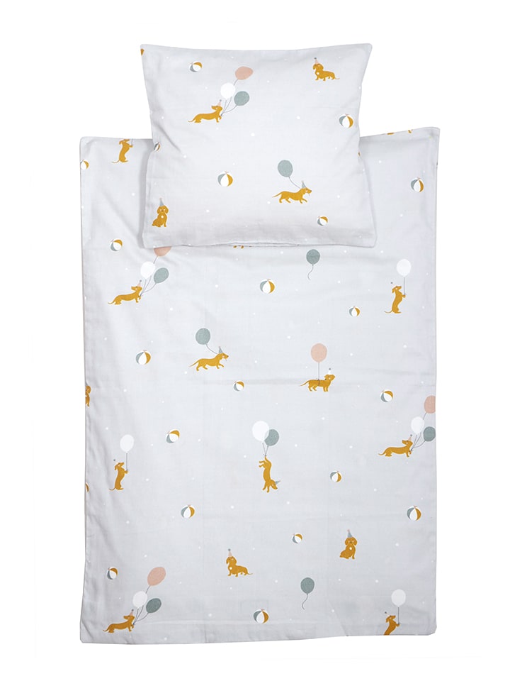 roommate Komplet pościeli satynowej "Magic dogs" w kolorze szarym dla dzieci rozmiar: 140x200 cm
