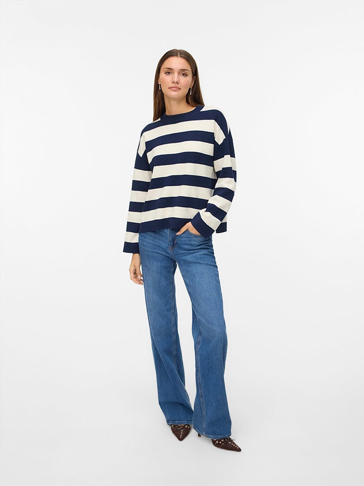 Vero Moda Sweter w kolorze granatowo-kremowym rozmiar: XS