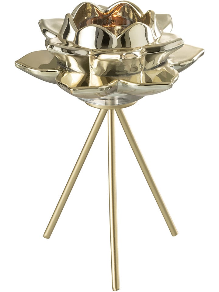 J Line Świecznik w kolorze złotym - wys. 21 x Ø 14,5 cm rozmiar: onesize