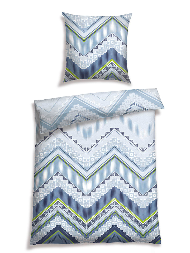 Schiesser Komplet pościeli renforcé "Aria" w kolorze błękitnym rozmiar: 135x200 cm