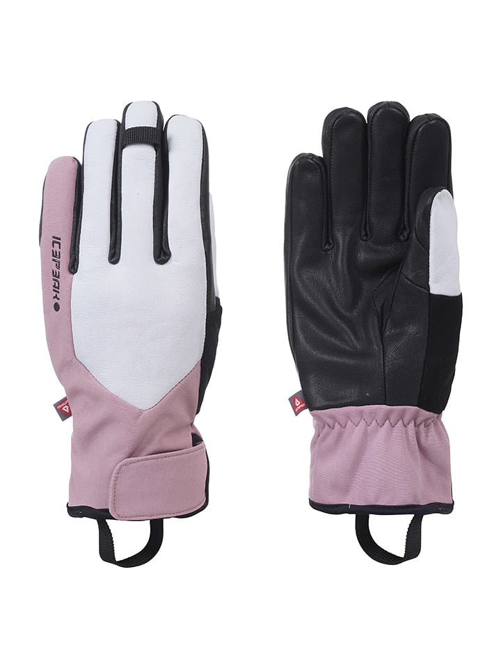 Icepeak Rękawiczki funkcyjne "Harlingen" w kolorze jasnoróżowo-biało-czarnym rozmiar: L