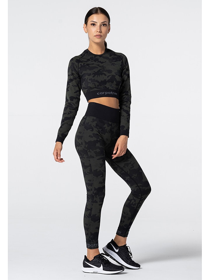 Carpatree Koszulka sportowa "Camo Seamless" w kolorze khaki rozmiar: M