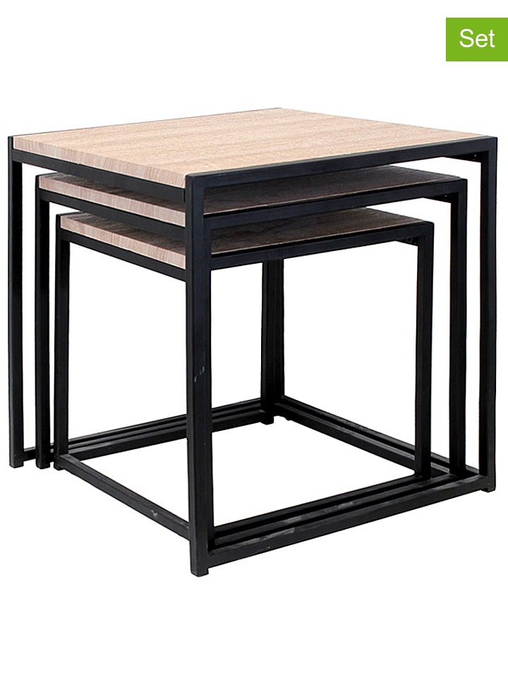 Ethnical Life Stoliki (3 szt.) w kolorze czarno-jasnobrązowym rozmiar: onesize