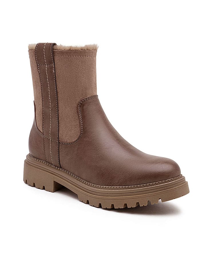 Foreverfolie Botki zimowe w kolorze jasnobrązowym rozmiar: 36