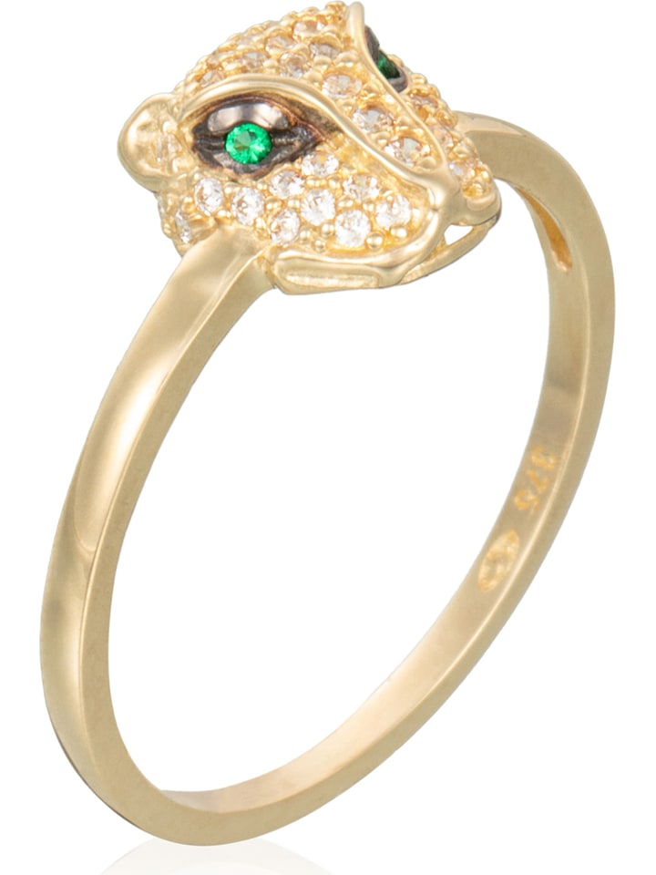 OR ÉCLAT Złoty pierścionek "Gold Panthère" z cyrkonią rozmiar: 58