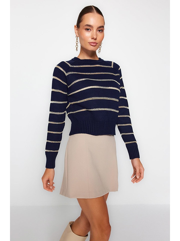 trendyol Sweter w kolorze granatowo-beżowym rozmiar: M