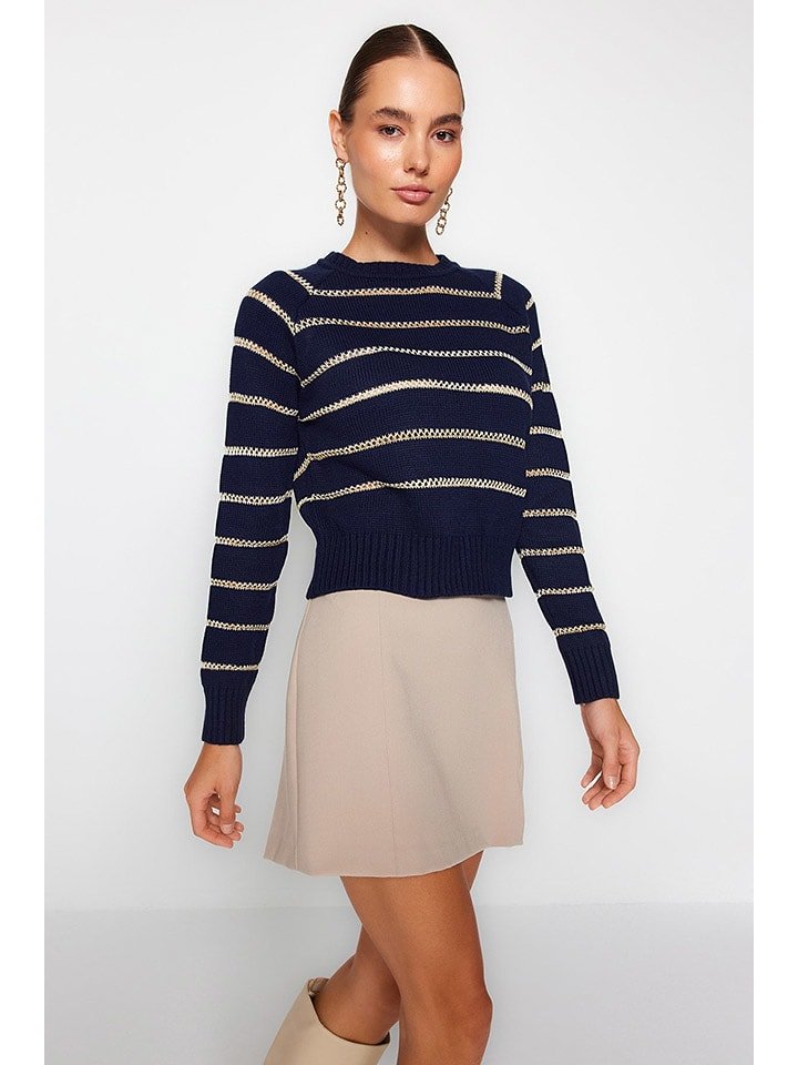 trendyol Sweter w kolorze granatowo-beżowym rozmiar: M