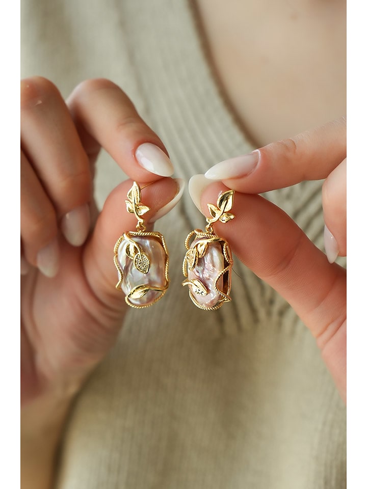 Pierres delicates Kolczyki w kolorze jasnoróżowym z perłami rozmiar: onesize