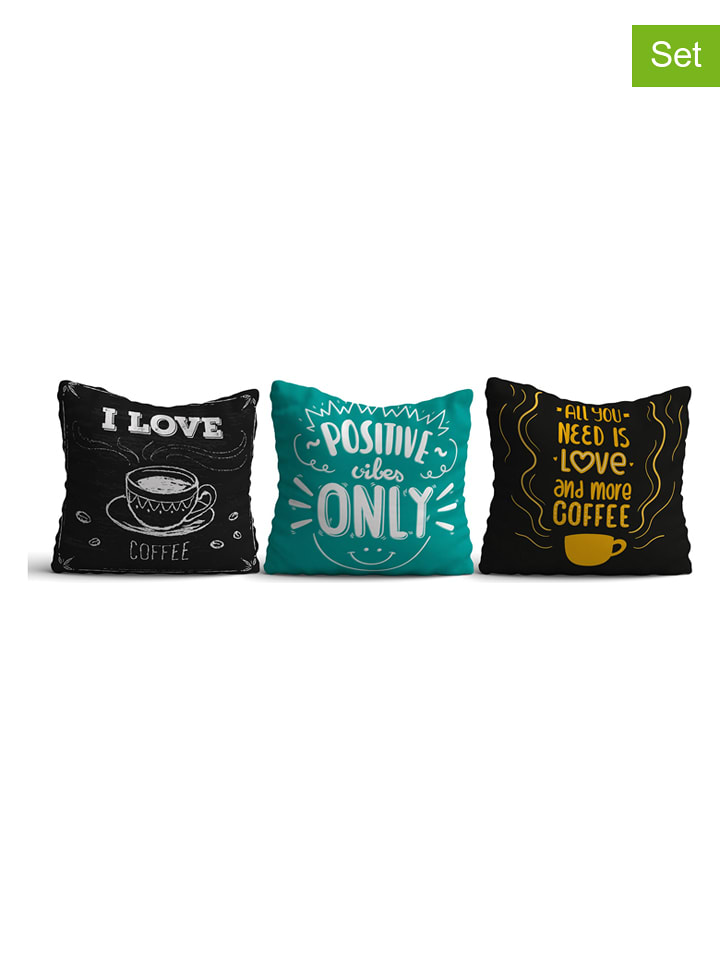 Wallity Poduszki (3 szt.) w kolorze turkusowo-czarnym rozmiar: 43x43 cm