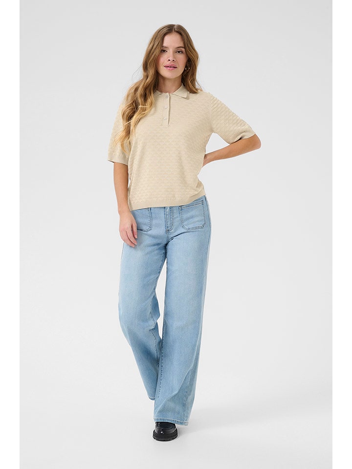 Kaffe Koszulka polo w kolorze beżowym rozmiar: M